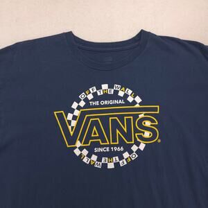 Vans Off the Wall Casual Crew Neck Graphic Shirt Mens Size Large L Navy Blue